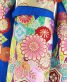参列振袖[aoi]明るいブルー・カラフルな丸菊と葵、亀甲[身長157cmまで]No.967